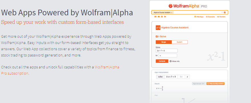 Wolfram Alpha Web Apps