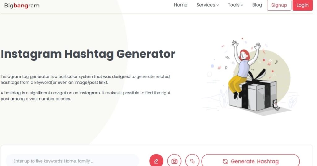 Bigbangram instagram tag generator software tool