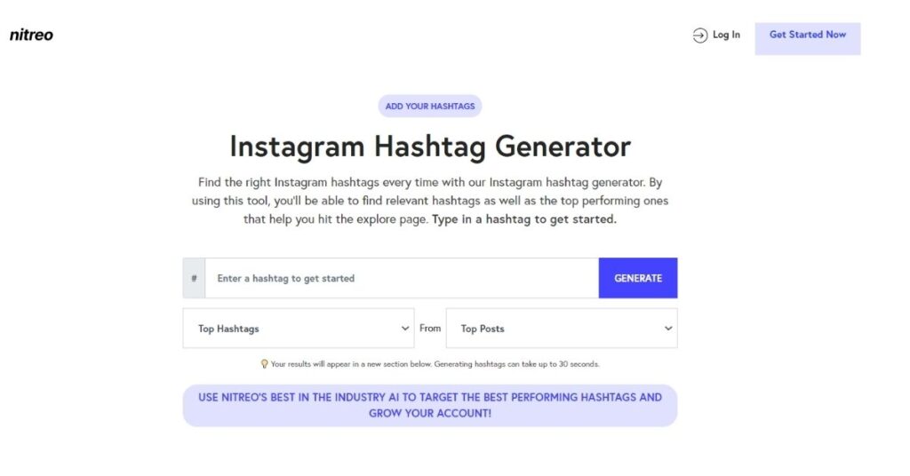 Nitreo hashtag generator tool