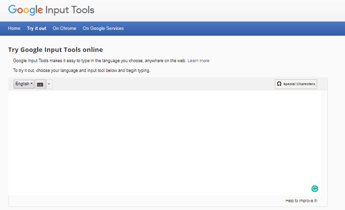 google input tools enter text